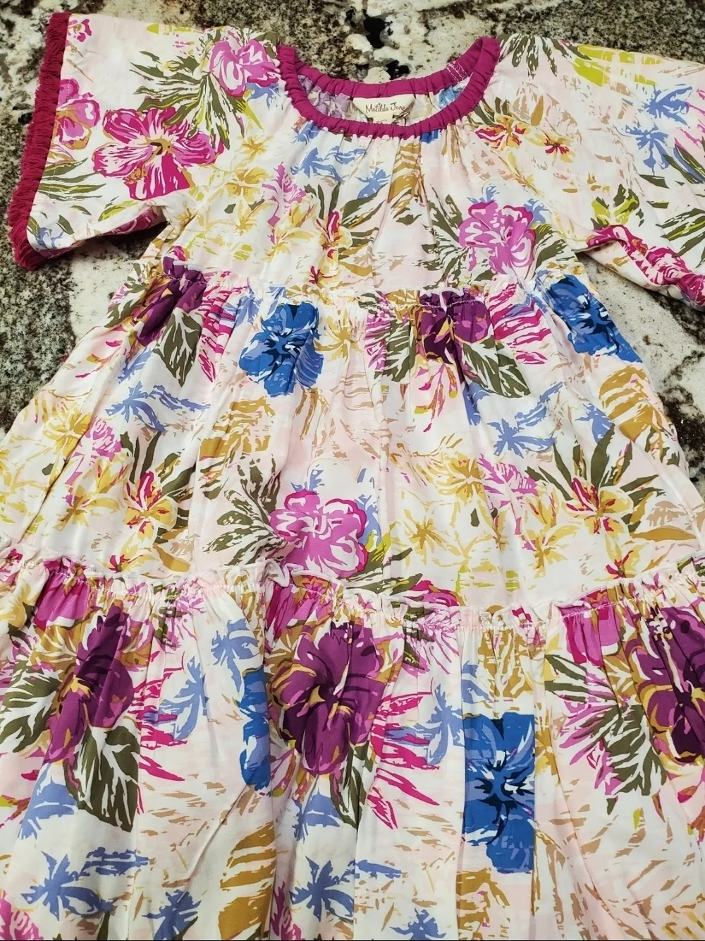 Matilda Jane Boho Dress 4 Enchanted Garden Bird of Paradise floral tiered Nwt - Picture 3 of 4